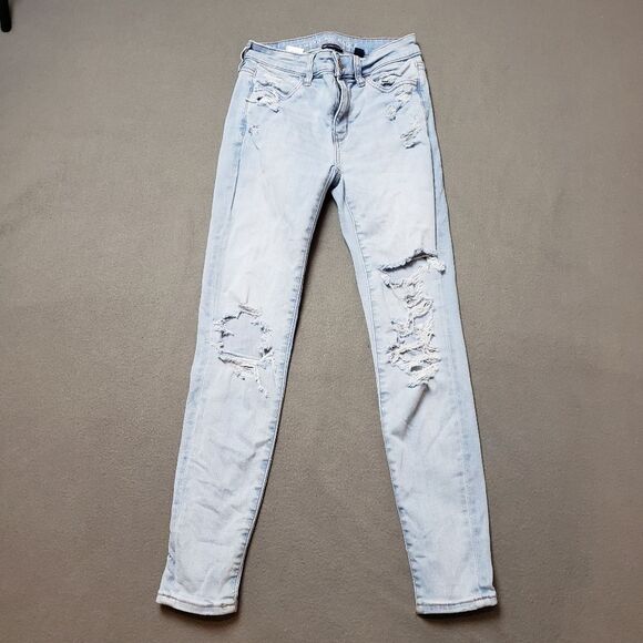 American Eagle next level Stretch Size 0 regular Hi-Rise distressed Jegging - Picture 1 of 16